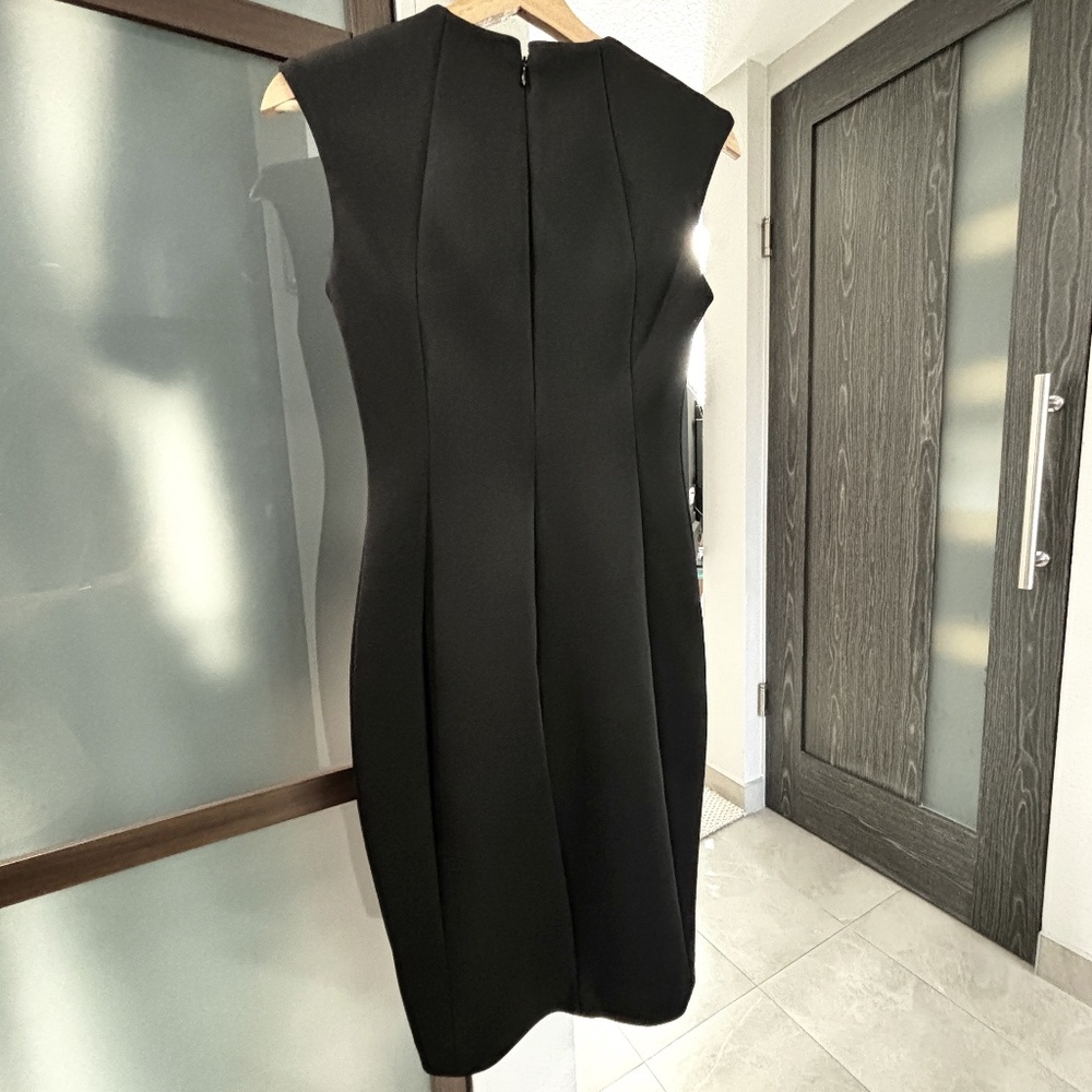 Calvin Klein Scuba Sheath Dress - Black w/Python Print Front Panel Size 2 - Picture 6 of 11